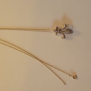 10k diamond Fleur de lis necklace